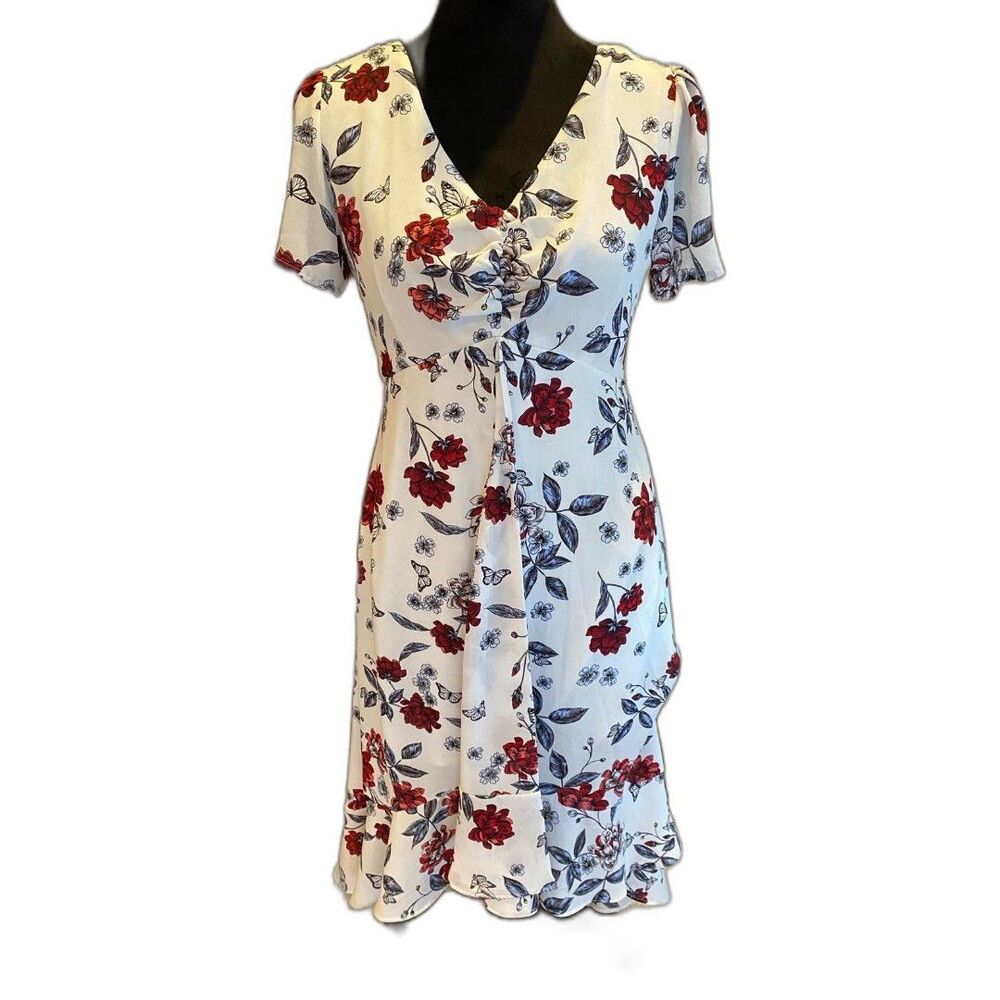 Candies Dress Womens Size Small  Smocked High Low Flowy Chic  Flutter Sleeve - Picture 4 of 12